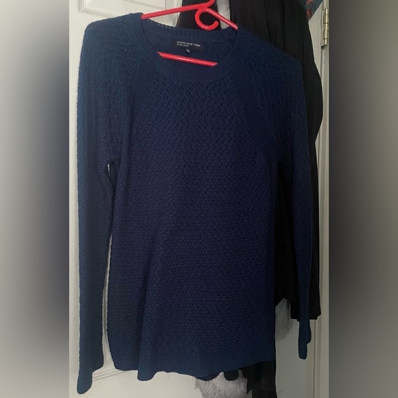 Deep Teal Blue Jones New York Signature Crew Knit Sweater EUC Medium - Picture 5 of 7